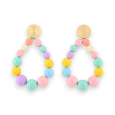 Hoop earrings with faceted multicolored pastel shiny shiny beads