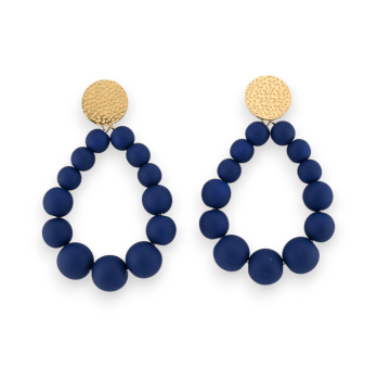 Cerchietti per orecchini con perle blu navy opache