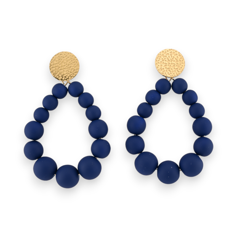 Matte navy blue creole pearl earrings