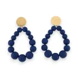 Matte navy blue creole pearl earrings