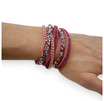 Double pink rhinestone bracelet