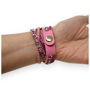 Double pink rhinestone bracelet