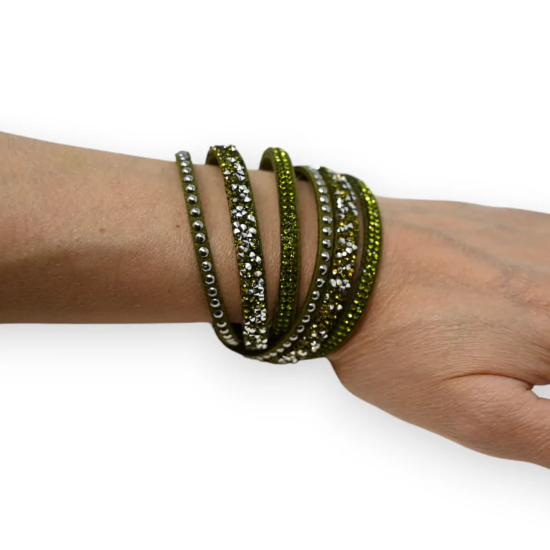 Doppeltes Kaki-Armband mit Strass