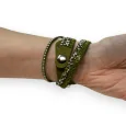 Doppeltes Kaki-Armband mit Strass