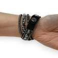 Black double-strand rhinestone bracelet