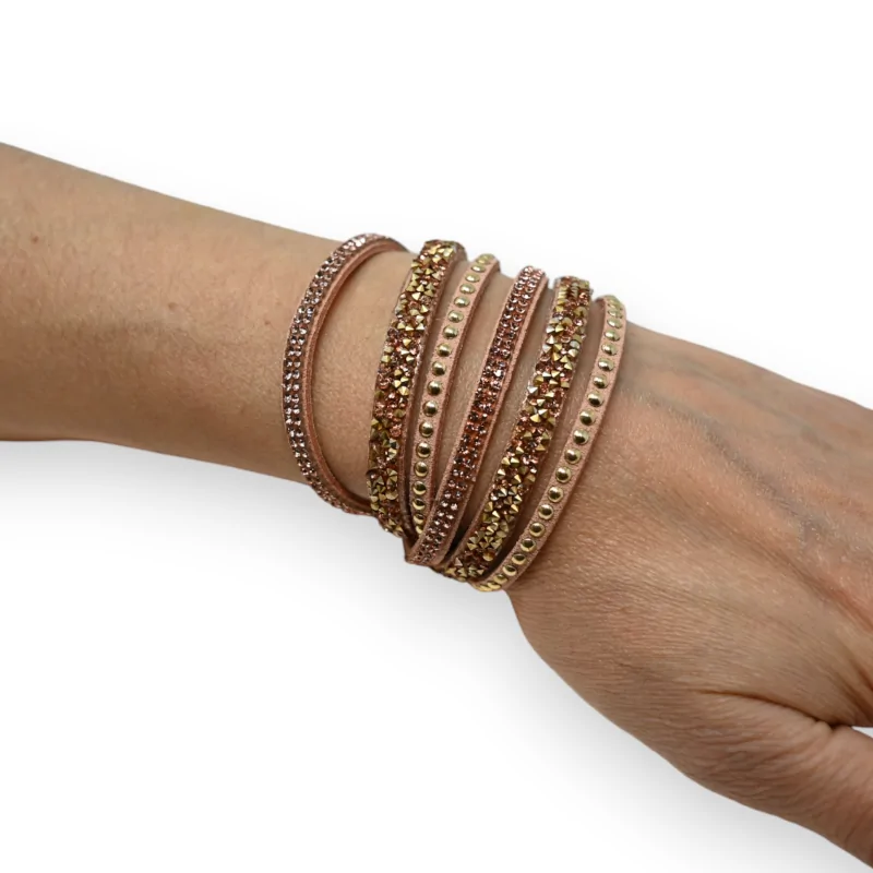 Doppelarmband Rosa Strass