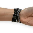 Doppelarmband schwarz mit weißen Strass