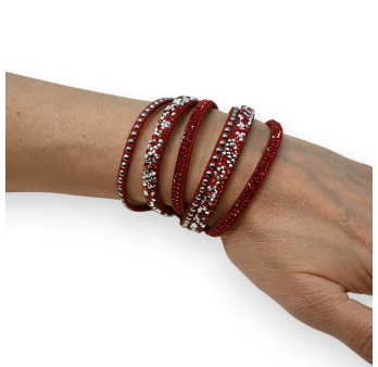 Doppeltes rotes Strass-Armband