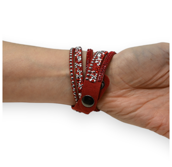 Bracelet double rouge strass