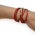 Bracelet double cuir tresse rouge