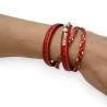 Double red braided leather bracelet