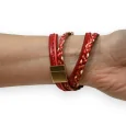 Double red braided leather bracelet