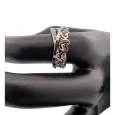 Intertwined Heart and Rhinestone Ring, Silver-Plated Steel