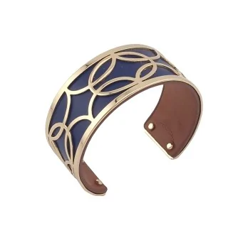 Blue navy and brown cuff bracelet with golden finish
