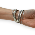 Double leather silver bracelet