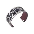 Black and Burgundy Cuff Bracelet with Silver Finish