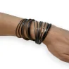 Bracelet double cuir nuances de gris et noir