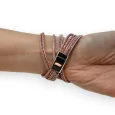 Doppelarmband rosa Nagel und Strass