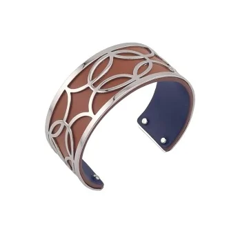 Armband Manschette blau marine und braun mit silbernen Beschlägen