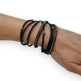 Black double bracelet with studs and rhinestones