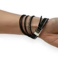 Black double bracelet with studs and rhinestones