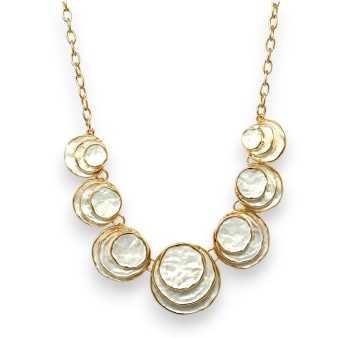 Pearlized white relief round necklace set