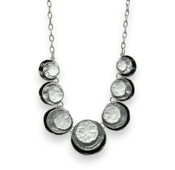 Round relief necklace set in black and grey shades