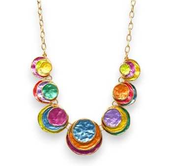 Multicolor relief round necklace set