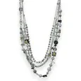 Silver multi-strand fantasy necklace set in shades of grey