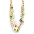 Parure collier fantaisie doré multi rang beige