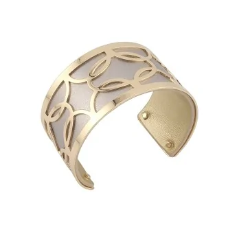 Large Cuff Bracelet with Gold Finish and Faux Leather on Both Sides