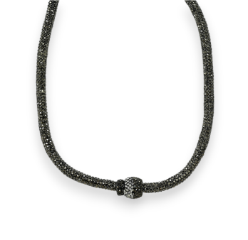 Grey choker necklace with strass ball magnet
