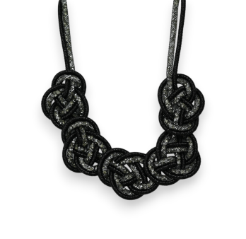Black braided fantasy necklace tube crystals