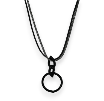 Long fantasy necklace with entwined black circles