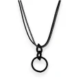 Collier fantaisie long cercle enlacés noirs