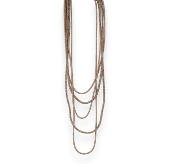 Long multi-strand rose copper fantasy necklace