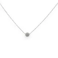 Collier acier argenté petite boule strass blanc