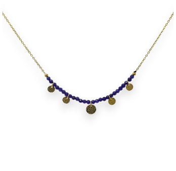 Gold-plated steel necklace with violet Amethyst stone
