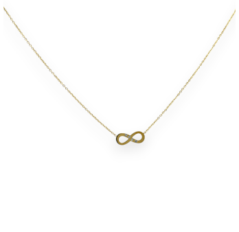 Golden thin steel necklace with infinity symbol sparkling stone