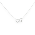 Silver-plated steel necklace with 2 intertwined hearts