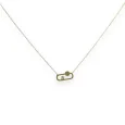 Gold-plated steel necklace with geometric shape and white rhinestones