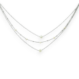 Silver-colored multi-strand steel necklace with chains and pearls