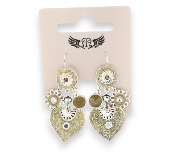 Sleeping heart earrings and its silver charms