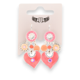 Silver fantasy heart earrings and its coral charms