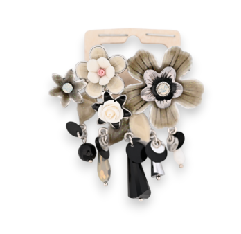 Fancy floral bouquet pin brooches in black shades