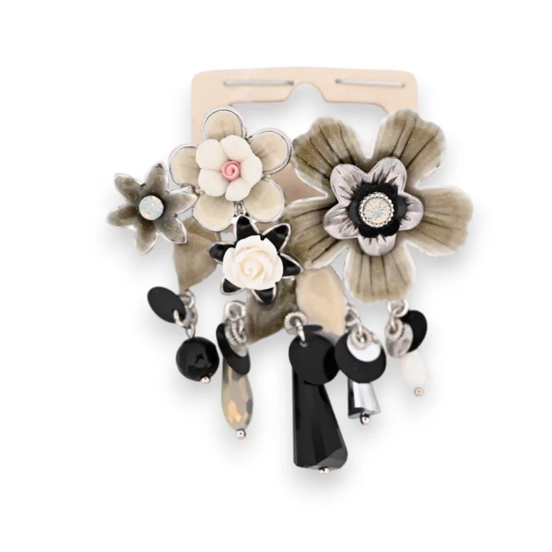 Broches épingle fantaisie bouquet floral nuances noires