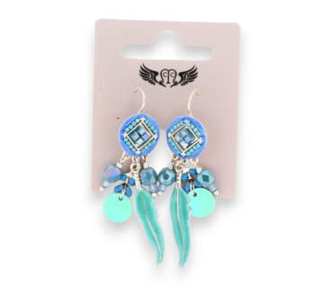 Sleeper earrings in shades of blue feather