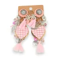 Pendientes clip Lolilota corazón vichy rosa