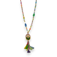 Multicolor long necklace with oval medallion