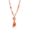 Long necklace orange medallion tree of life